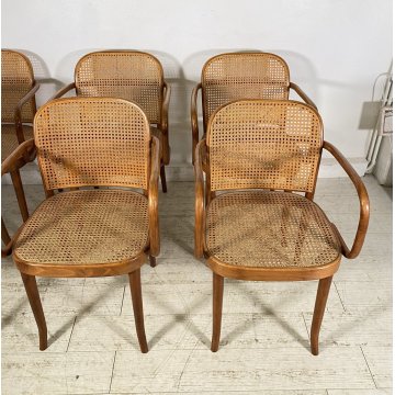 LOTTO 6 SEDIE ATTR. Josef Hoffman Thonet LEGNO CURVATO ANNI 60/70 VINTAGE CHAIRS
