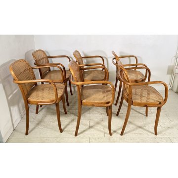 LOTTO 6 SEDIE ATTR. Josef Hoffman Thonet LEGNO CURVATO ANNI 60/70 VINTAGE CHAIRS