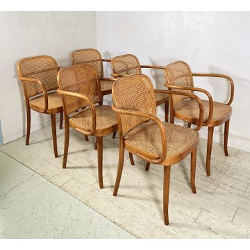 LOTTO 6 SEDIE ATTR. Josef Hoffman Thonet LEGNO CURVATO ANNI 60/70 VINTAGE CHAIRS