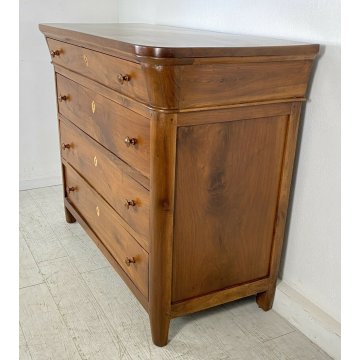 ANTICO COMÒ CAPPUCCINO LUIGI FILIPPO LEGNO NOCE 4 CASSETTI 1800 CASSETTONE EPOCA