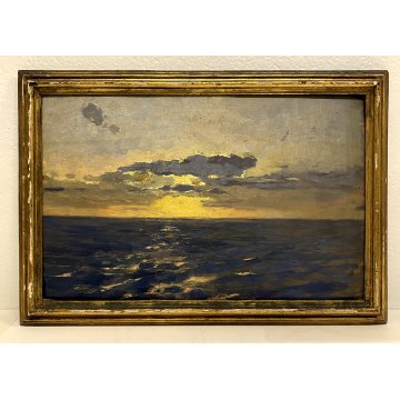 ANTICO QUADRO OLIO TAVOLA Giovanni Beltrami PAESAGGIO MARINO '800