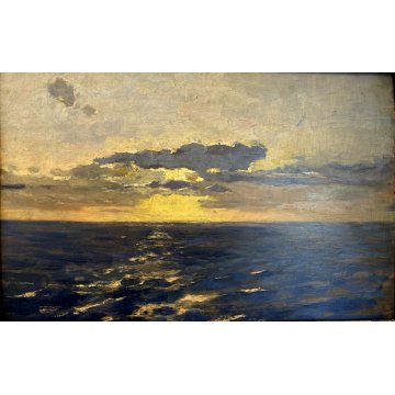 ANTICO QUADRO OLIO TAVOLA Giovanni Beltrami PAESAGGIO MARINO '800