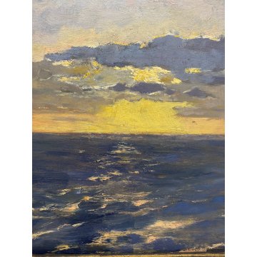 ANTICO QUADRO OLIO TAVOLA Giovanni Beltrami PAESAGGIO MARINO '800