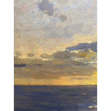 ANTICO QUADRO OLIO TAVOLA Giovanni Beltrami PAESAGGIO MARINO '800