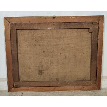 ANTICO QUADRO DIPINTO olio tela PAESAGGIO CAMPAGNA Alberi Bufera CORNICE DORATA