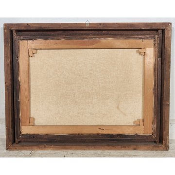 ANTICO QUADRO DIPINTO OLIO TELA Ivan Karpoff PAESAGGIO CAMPAGNA carro LAGHETTO