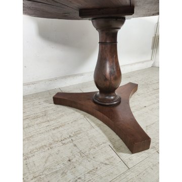 ANTICO TAVOLO ROTONDO ø110 epoca IMPERO 1800 legno NOCE 4 cassetti OLD FURNITURE
