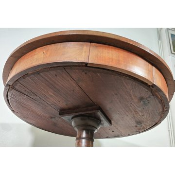 ANTICO TAVOLO ROTONDO ø110 epoca IMPERO 1800 legno NOCE 4 cassetti OLD FURNITURE