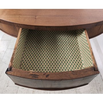 ANTICO TAVOLO ROTONDO ø110 epoca IMPERO 1800 legno NOCE 4 cassetti OLD FURNITURE