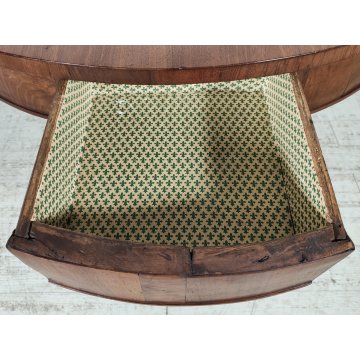 ANTICO TAVOLO ROTONDO ø110 epoca IMPERO 1800 legno NOCE 4 cassetti OLD FURNITURE