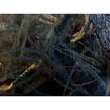 ANTICO QUADRO OLIO Giovanni Beltrami PAESAGGIO LACUSTRE PONTILE Scapigliatura