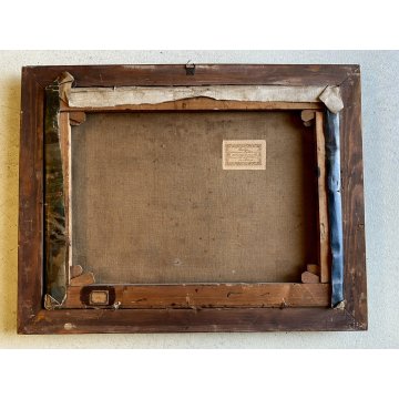 ANTICO QUADRO OLIO Giovanni Beltrami PAESAGGIO LACUSTRE PONTILE Scapigliatura