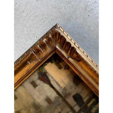 ANTICO QUADRO OLIO Giovanni Beltrami PAESAGGIO LACUSTRE PONTILE Scapigliatura