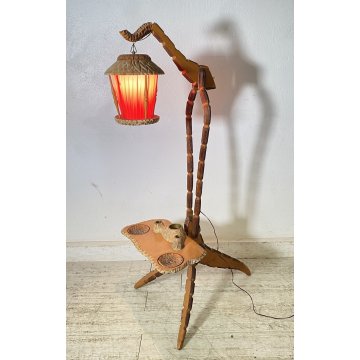LAMPADA DA TERRA PIANTANA Aldo Tura ART DECÒ POSACENERE ANNI 50 LEGNO FLOOR LAMP