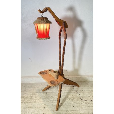 LAMPADA DA TERRA PIANTANA Aldo Tura ART DECÒ POSACENERE ANNI 50 LEGNO FLOOR LAMP