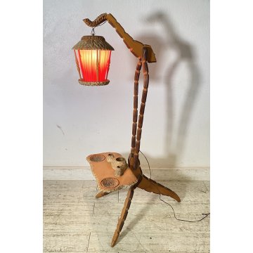LAMPADA DA TERRA PIANTANA Aldo Tura ART DECÒ POSACENERE ANNI 50 LEGNO FLOOR LAMP