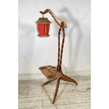 LAMPADA DA TERRA PIANTANA Aldo Tura ART DECÒ POSACENERE ANNI 50 LEGNO FLOOR LAMP