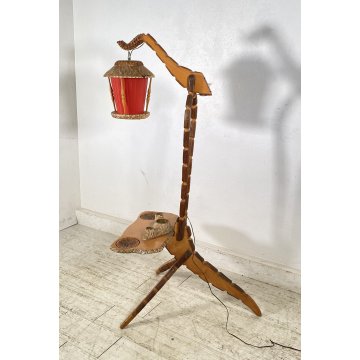 LAMPADA DA TERRA PIANTANA Aldo Tura ART DECÒ POSACENERE ANNI 50 LEGNO FLOOR LAMP