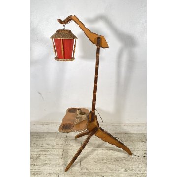 LAMPADA DA TERRA PIANTANA Aldo Tura ART DECÒ POSACENERE ANNI 50 LEGNO FLOOR LAMP