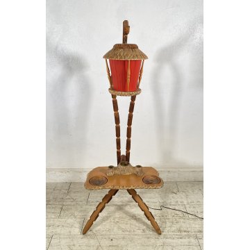 LAMPADA DA TERRA PIANTANA Aldo Tura ART DECÒ POSACENERE ANNI 50 LEGNO FLOOR LAMP