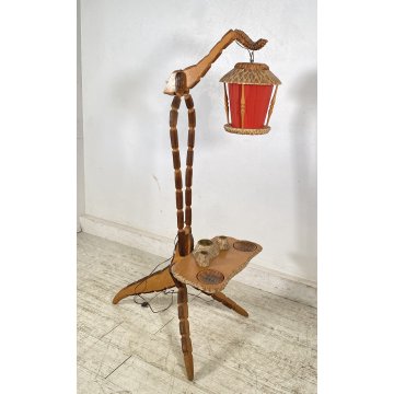 LAMPADA DA TERRA PIANTANA Aldo Tura ART DECÒ POSACENERE ANNI 50 LEGNO FLOOR LAMP