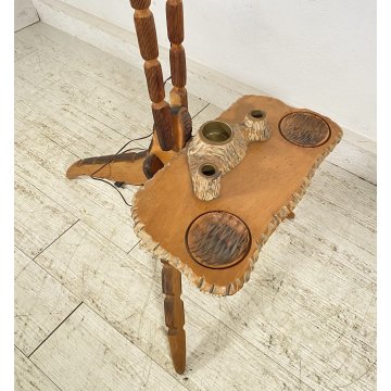 LAMPADA DA TERRA PIANTANA Aldo Tura ART DECÒ POSACENERE ANNI 50 LEGNO FLOOR LAMP
