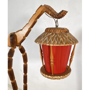 LAMPADA DA TERRA PIANTANA Aldo Tura ART DECÒ POSACENERE ANNI 50 LEGNO FLOOR LAMP