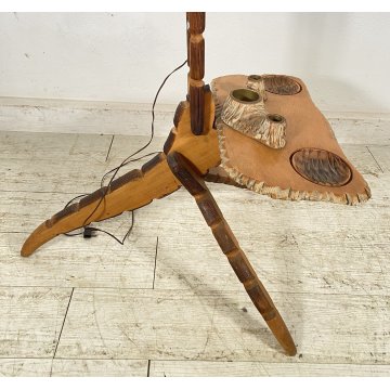 LAMPADA DA TERRA PIANTANA Aldo Tura ART DECÒ POSACENERE ANNI 50 LEGNO FLOOR LAMP