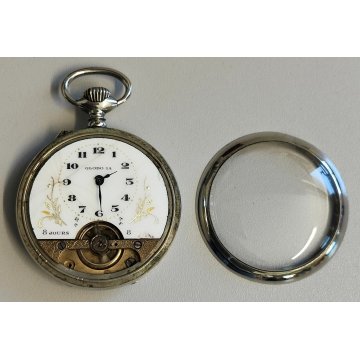 ANTICO OROLOGIO TASCA Globo 1A 8 DAYS epoca OLD POCKET WATCH taschino ø 51 mm