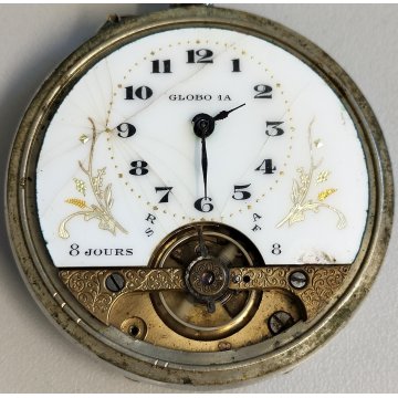 ANTICO OROLOGIO TASCA Globo 1A 8 DAYS epoca OLD POCKET WATCH taschino ø 51 mm