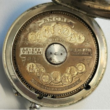ANTICO OROLOGIO TASCA Globo 1A 8 DAYS epoca OLD POCKET WATCH taschino ø 51 mm