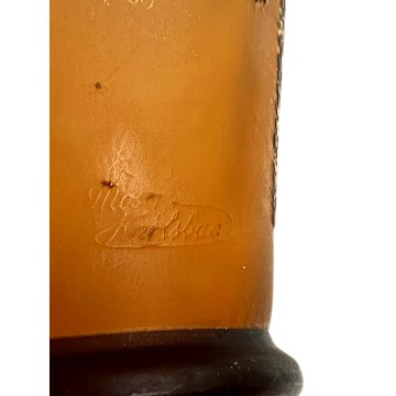 ANTICO VASO VETRO CAMMEO Moser Karlsbad MK  ART NOUVEAU CAMEO GLASS VASE 22 cm/h