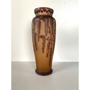 ANTICO VASO VETRO CAMMEO Moser Karlsbad MK  ART NOUVEAU CAMEO GLASS VASE 22 cm/h