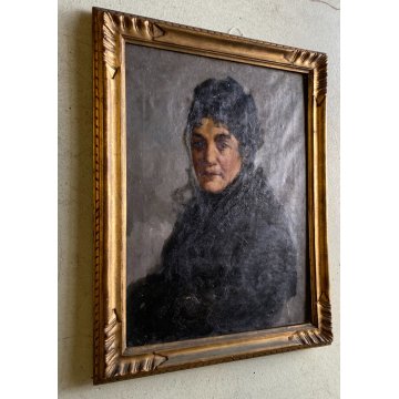 ANTICO DIPINTO OLIO Giovanni Beltrami RITRATO FEMMINILE SCAPIGLIATURA