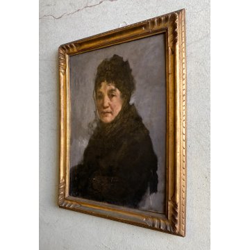 ANTICO DIPINTO OLIO Giovanni Beltrami RITRATO FEMMINILE SCAPIGLIATURA