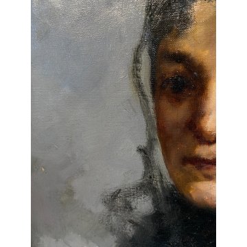 ANTICO DIPINTO OLIO Giovanni Beltrami RITRATO FEMMINILE SCAPIGLIATURA