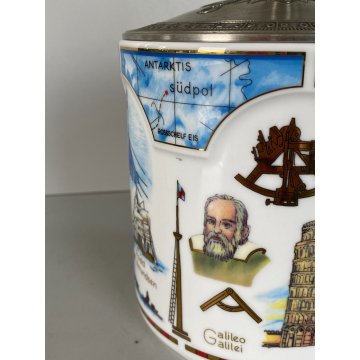 BARATTOLO PORCELLANA Seltmann Weiden COPERCHIO PELTRO DECORO GRANDI ESPLORATORI
