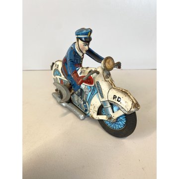 RARO GIOCO LATTA VINTAGE TIN TOY Kanto MADE in JAPAN Moto Police P.D. LITHO 18cm
