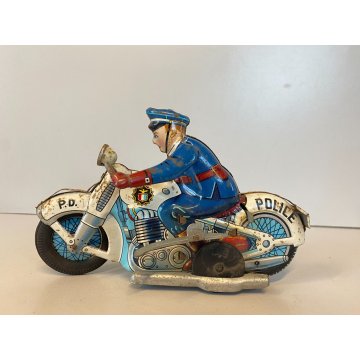 RARO GIOCO LATTA VINTAGE TIN TOY Kanto MADE in JAPAN Moto Police P.D. LITHO 18cm