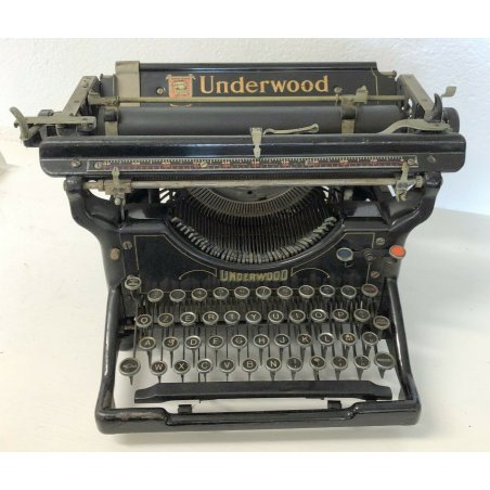 Underwood Antica Macchina Da Scrivere Art Deco 1920 METALLO NERO DECORATA EPOCA