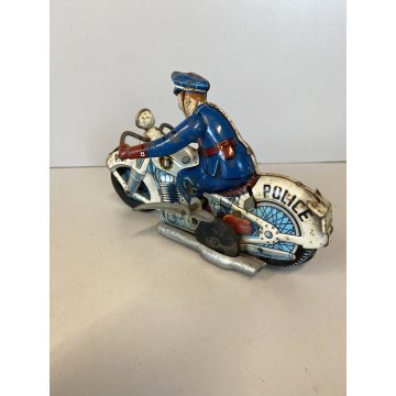 RARO GIOCO LATTA VINTAGE TIN TOY Kanto MADE in JAPAN Moto Police P.D. LITHO 18cm