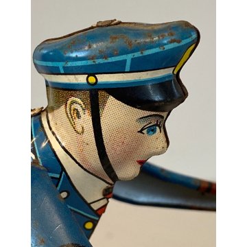 RARO GIOCO LATTA VINTAGE TIN TOY Kanto MADE in JAPAN Moto Police P.D. LITHO 18cm