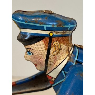 RARO GIOCO LATTA VINTAGE TIN TOY Kanto MADE in JAPAN Moto Police P.D. LITHO 18cm