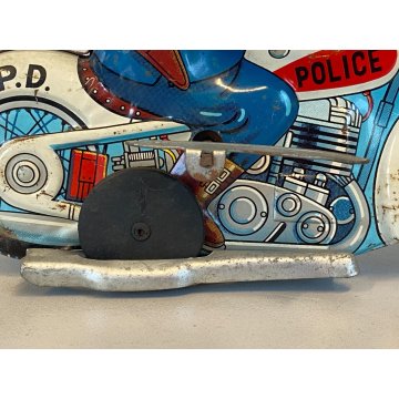 RARO GIOCO LATTA VINTAGE TIN TOY Kanto MADE in JAPAN Moto Police P.D. LITHO 18cm