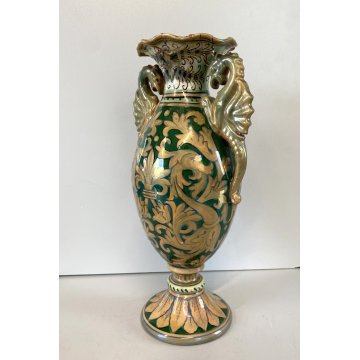 ANTICO VASO ANFORA GUALDO TADINO Luca Robbia CERAMICA A LUSTRO 31 cm/h DANNI
