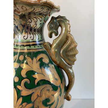 ANTICO VASO ANFORA GUALDO TADINO Luca Robbia CERAMICA A LUSTRO 31 cm/h DANNI
