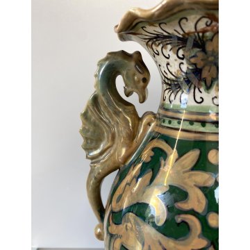 ANTICO VASO ANFORA GUALDO TADINO Luca Robbia CERAMICA A LUSTRO 31 cm/h DANNI