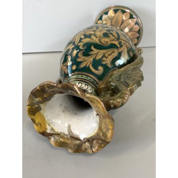 ANTICO VASO ANFORA GUALDO TADINO Luca Robbia CERAMICA A LUSTRO 31 cm/h DANNI