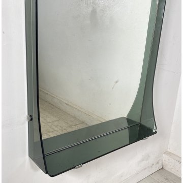 SPECCHIO PARETE BAGNO DI Veca METALLO CROMATO 3 LUCI VETRO ANNI 70 MIRROR DESIGN