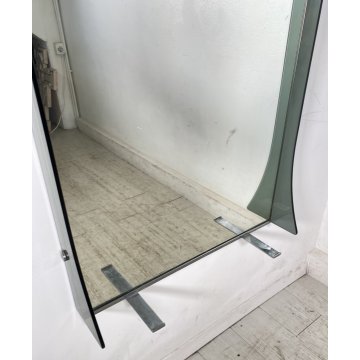 SPECCHIO PARETE BAGNO DI Veca METALLO CROMATO 3 LUCI VETRO ANNI 70 MIRROR DESIGN